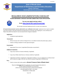 General Application Form - Rhode Island