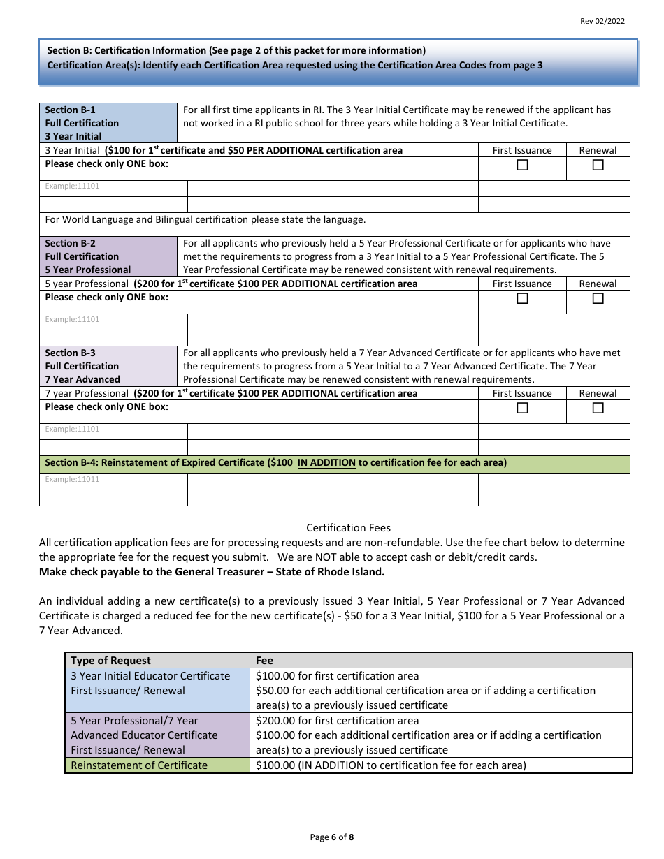 General Application Form - Rhode Island, Page 6