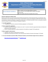 Educator Certification Endorsement Application Form - Rhode Island, Page 2