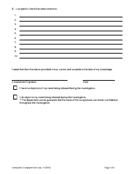 Contractors&#039; Complaint Form - South Carolina, Page 3