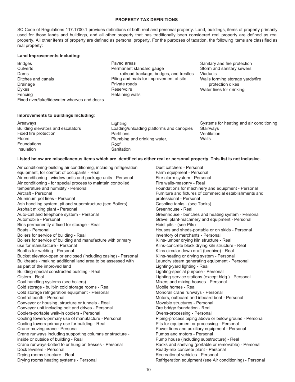 Instructions for Form PT-300 Property Tax and Fee in Lieu - South Carolina, Page 11