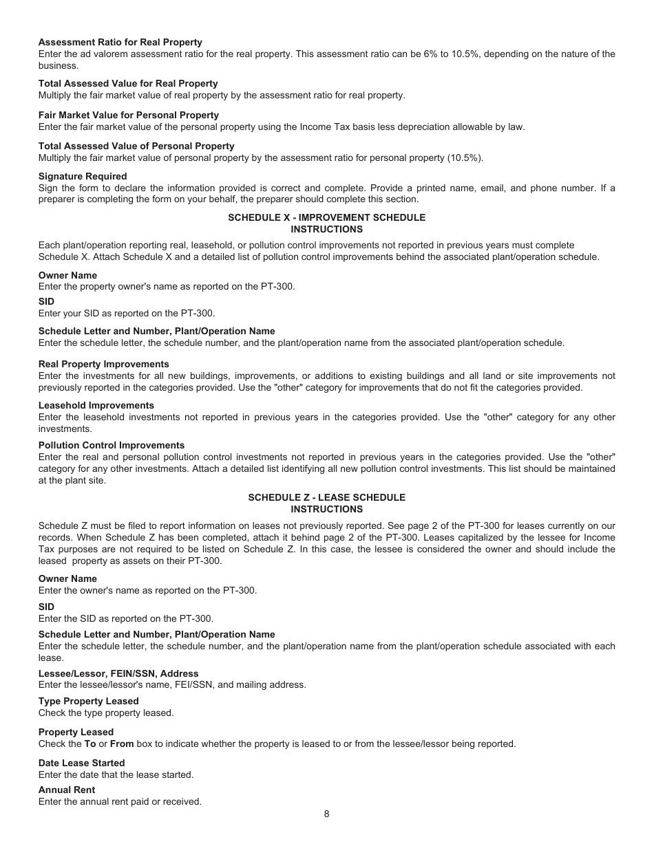 Instructions for Form PT-300 Property Tax and Fee in Lieu - South Carolina, Page 9