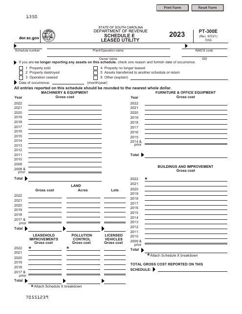 Form PT-300 Schedule E 2023 Printable Pdf