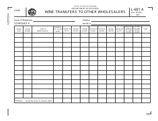 Document preview: Form L-601 A Wine Transfers to Other Wholesalers - South Carolina
