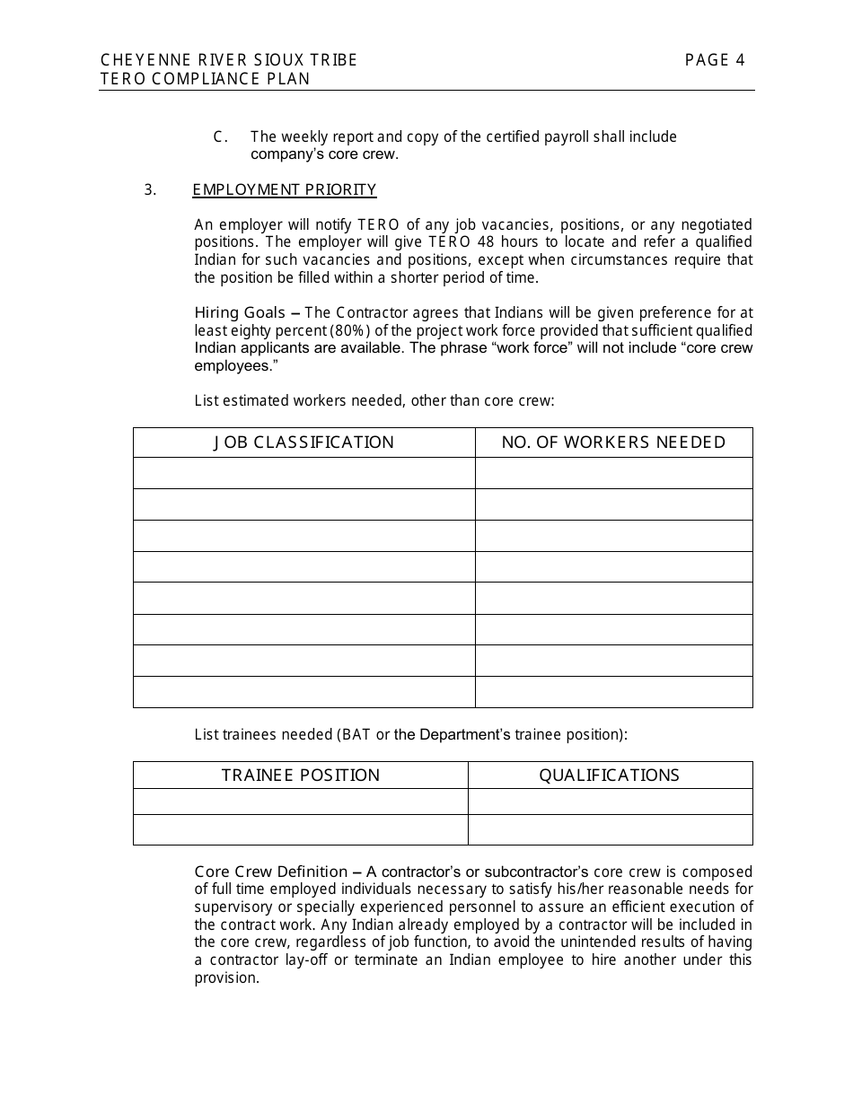 Cheyenne River Sioux Tribe Compliance Plan (Sddot Projects) - South Dakota, Page 4