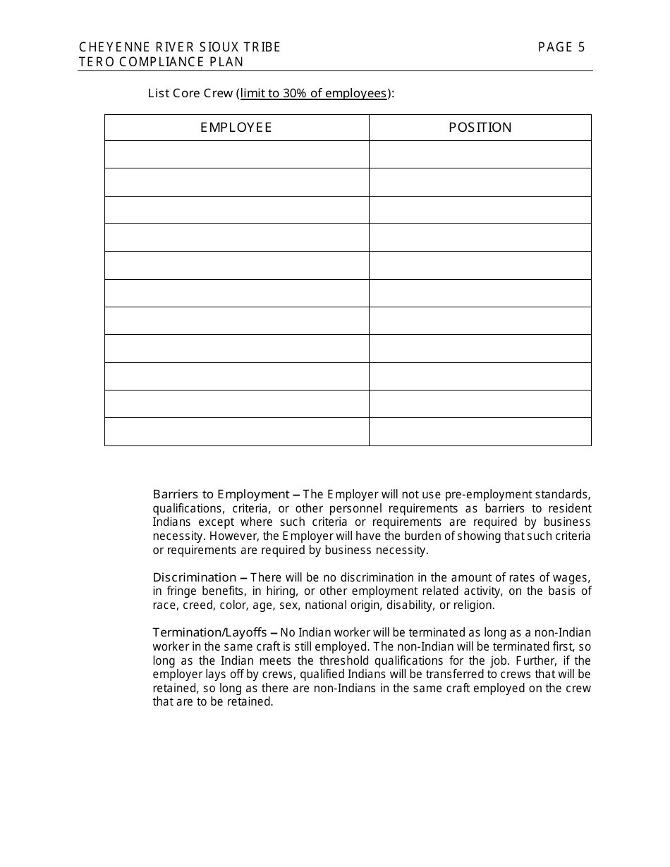 Cheyenne River Sioux Tribe Compliance Plan (Sddot Projects) - South Dakota, Page 5