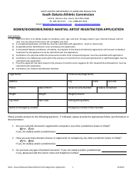 Boxer/Kickboxer/Mixed Martial Artist Registration Application - South Dakota