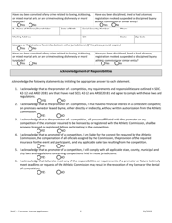 Promoter License Application - South Dakota, Page 2