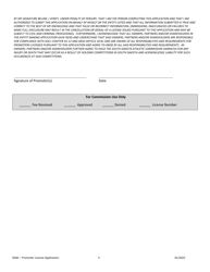 Promoter License Application - South Dakota, Page 3