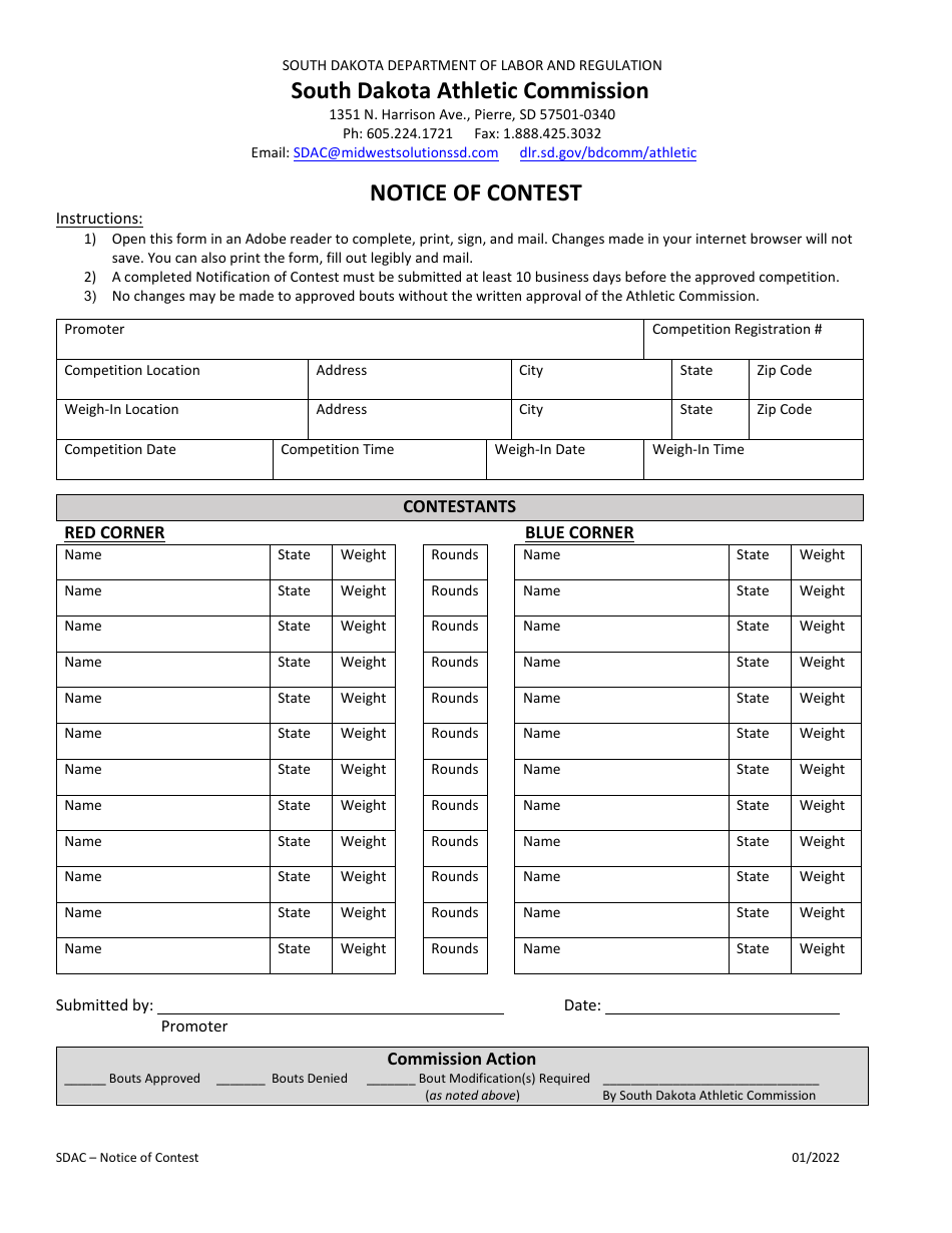 Notice of Contest - South Dakota, Page 1