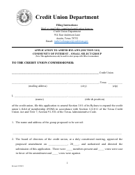 Document preview: Application to Amend Bylaws (Section 3.01) Community of Interest - Small Select Group - Texas