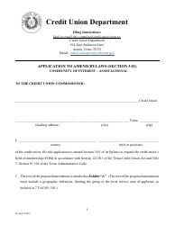 Document preview: Application to Amend Bylaws (Section 3.01) Community of Interest - Associational - Texas