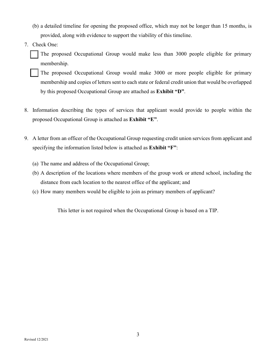 Application to Amend Bylaws (Section 3.01) Community of Interest - Occupational - Texas, Page 3