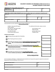 Document preview: Payment Request Cover Sheet - Children's Hearing Aid Program (Chap) - Utah