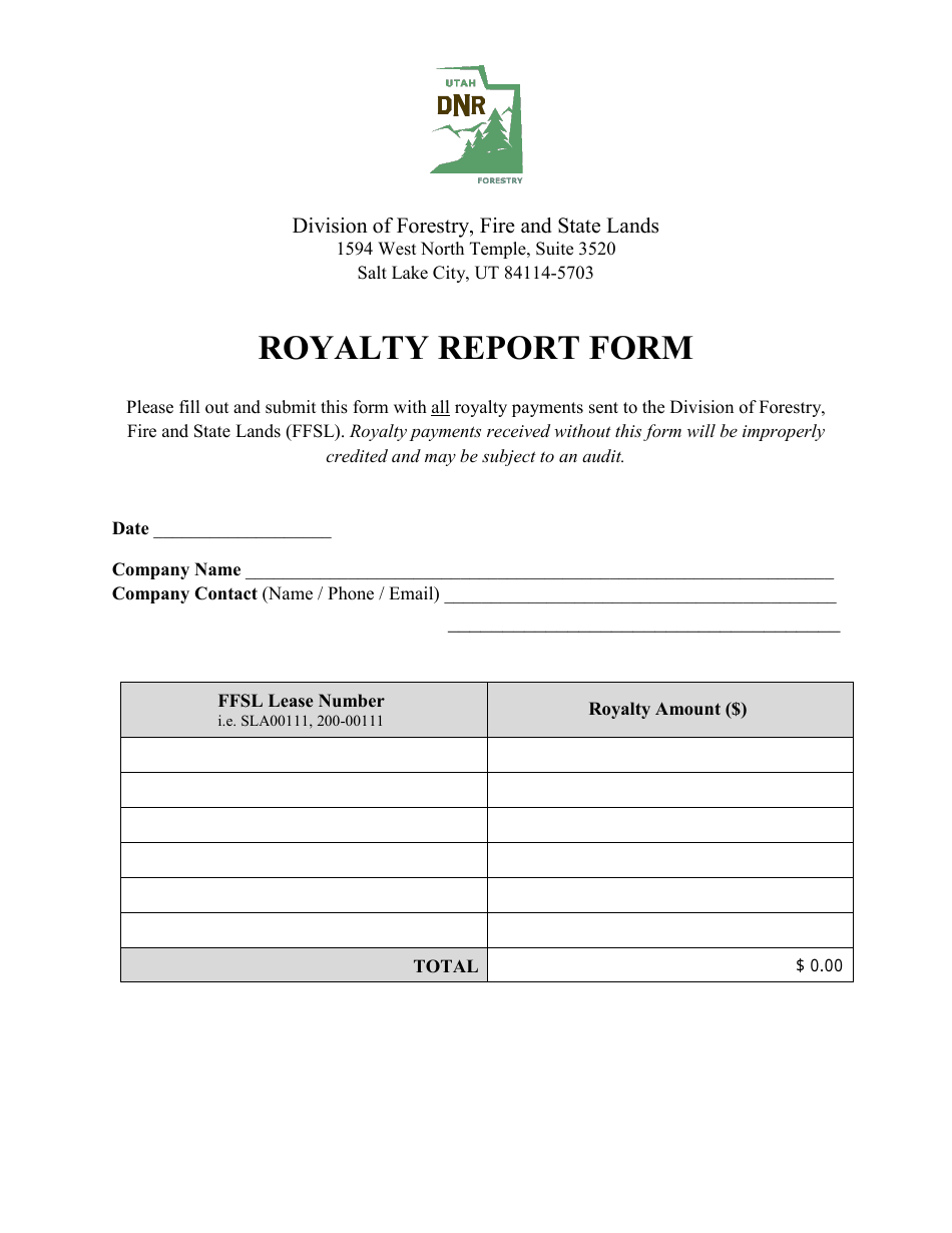 Utah Royalty Report Form Fill Out Sign Online and Download PDF Utah Royalty Report Form Fill Out Sign Online and Download PDF