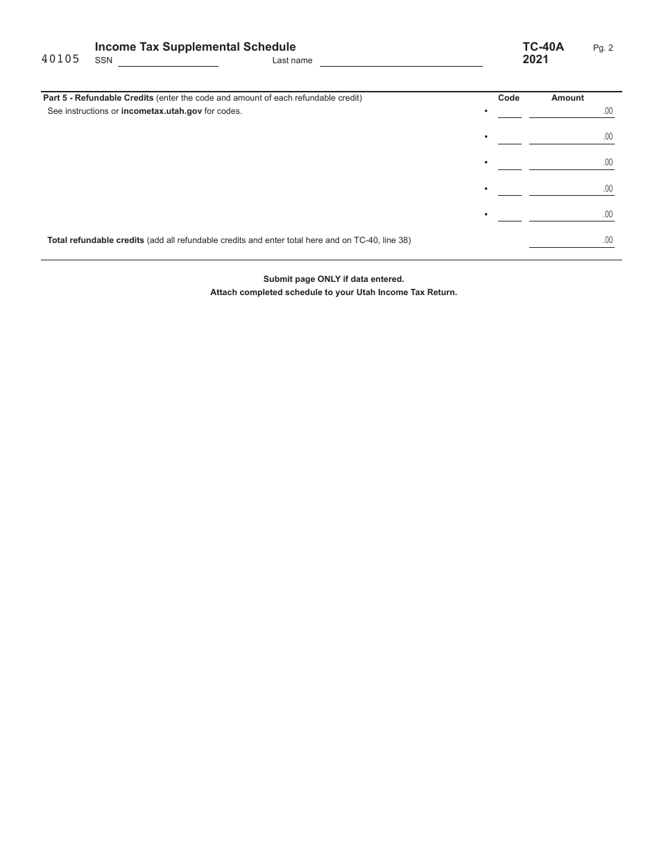 Form Tc 40a 2021 Fill Out Sign Online And Download Fillable Pdf Utah Templateroller 9493