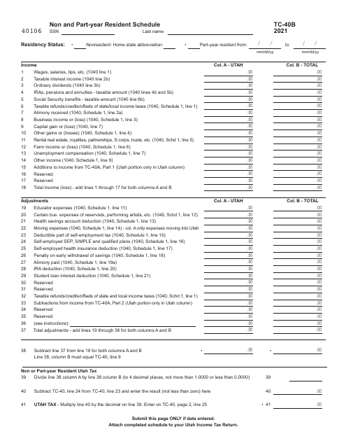 Form TC-40B 2021 Printable Pdf