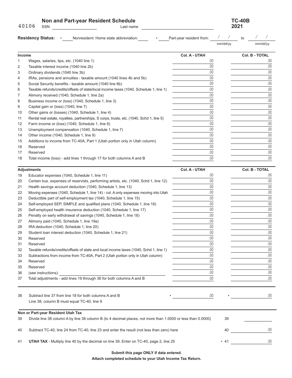 Form Tc 40b 2021 Fill Out Sign Online And Download Fillable Pdf Utah Templateroller 1181