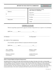 Document preview: Form TC-105 Petition to Withdraw Appeal and Order of Dismissal - Utah