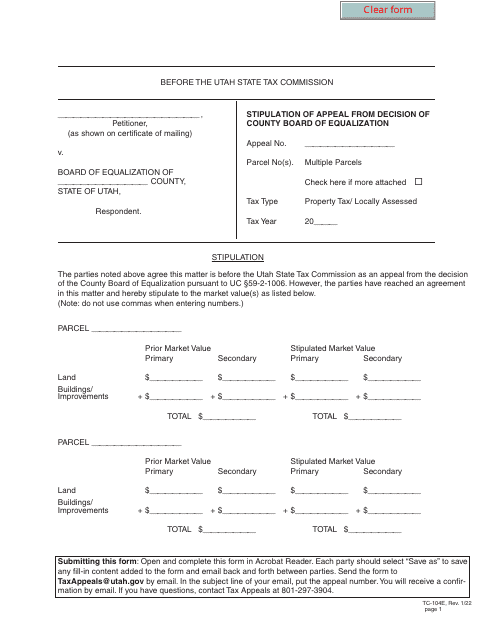 Form TC-104E MULTIPLE  Printable Pdf