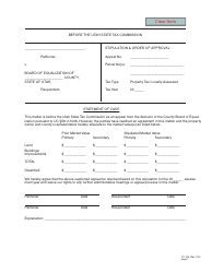 Document preview: Form TC-104 Stipulation & Order of Approval - Utah