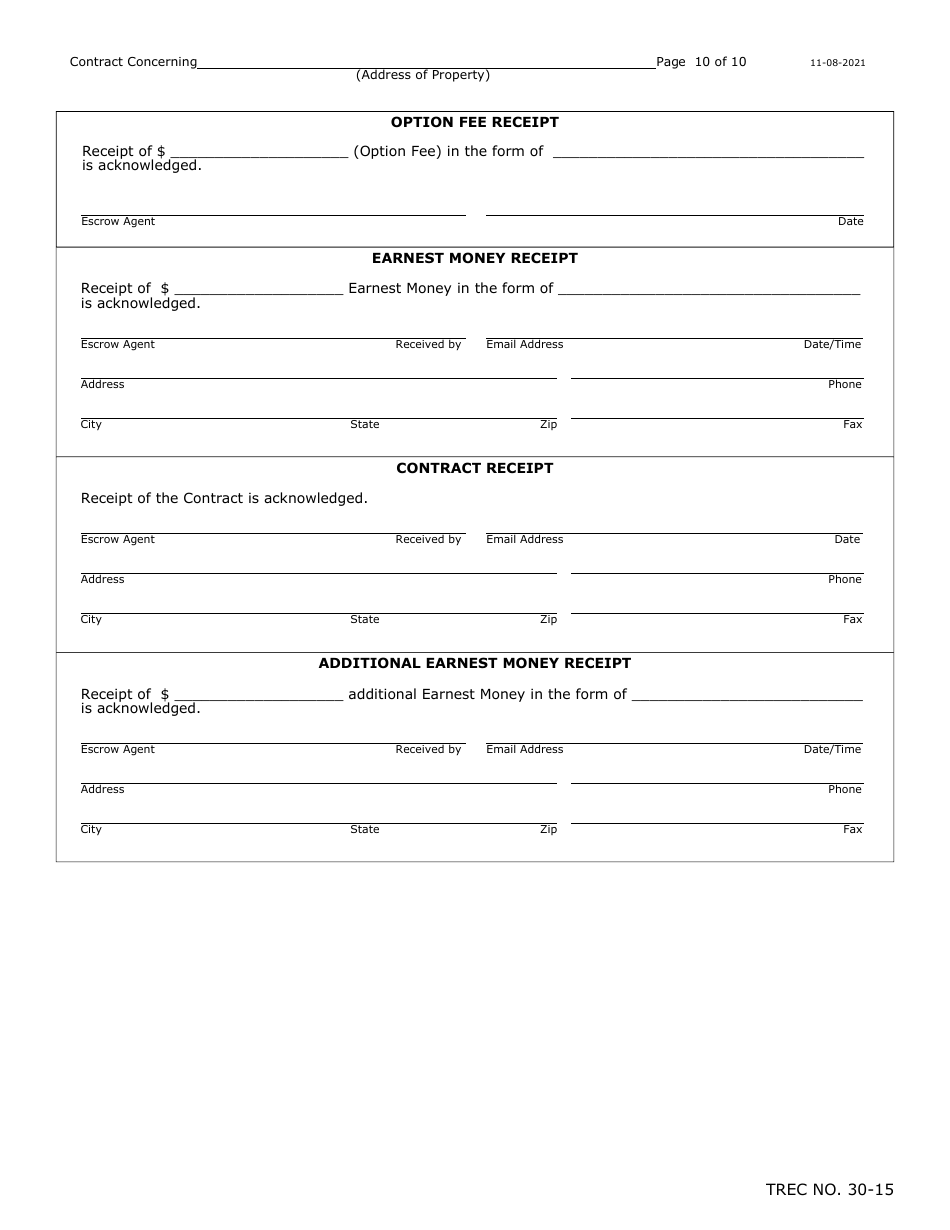 Trec Form 30 15 Fill Out Sign Online And Download Fillable Pdf Texas Templateroller