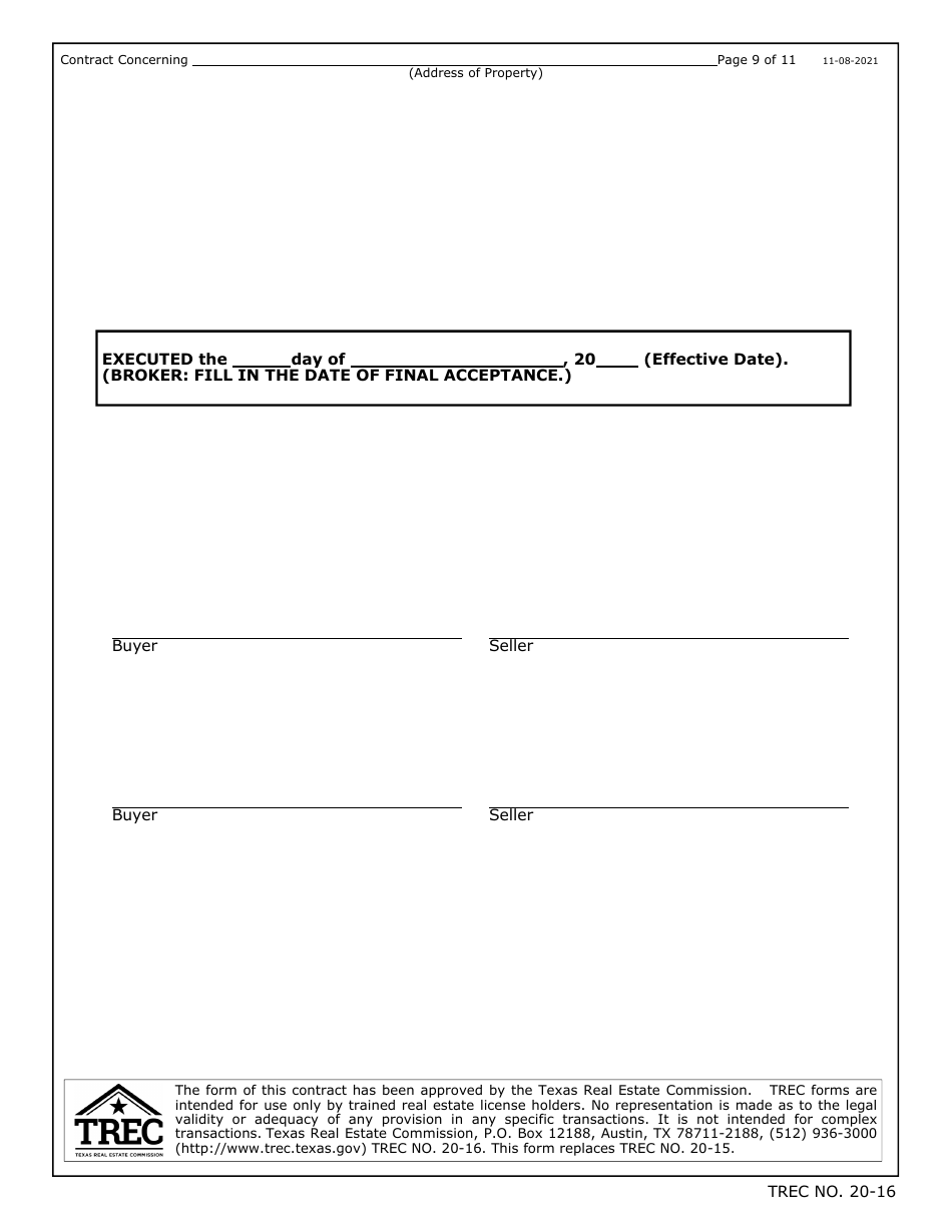 TREC Form 2016 Fill Out, Sign Online and Download Fillable PDF