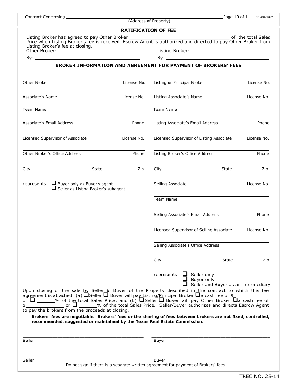 TREC Form 25-14 Farm and Ranch Contract - Texas, Page 10