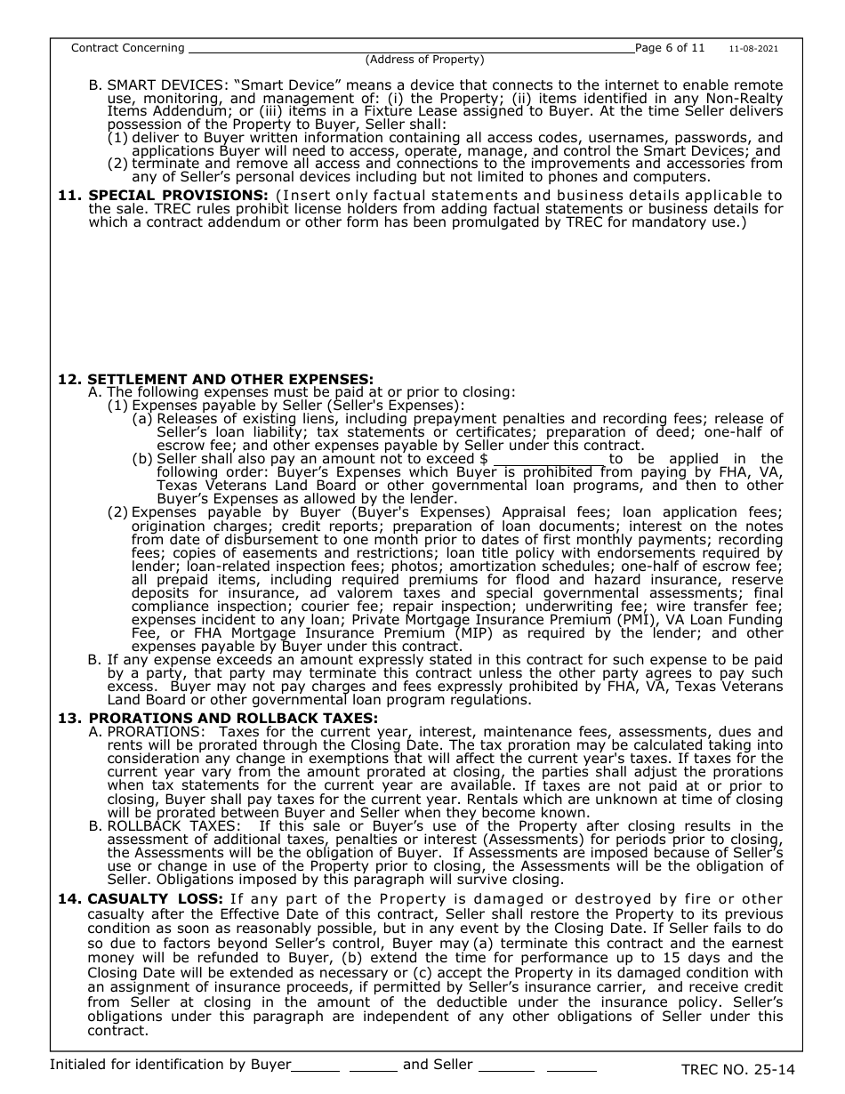 TREC Form 25-14 Farm and Ranch Contract - Texas, Page 6