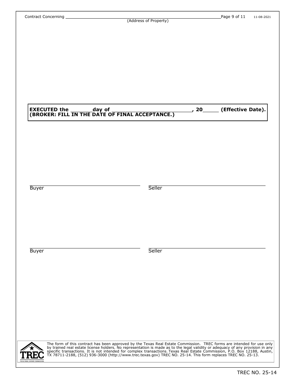 TREC Form 25-14 Farm and Ranch Contract - Texas, Page 9