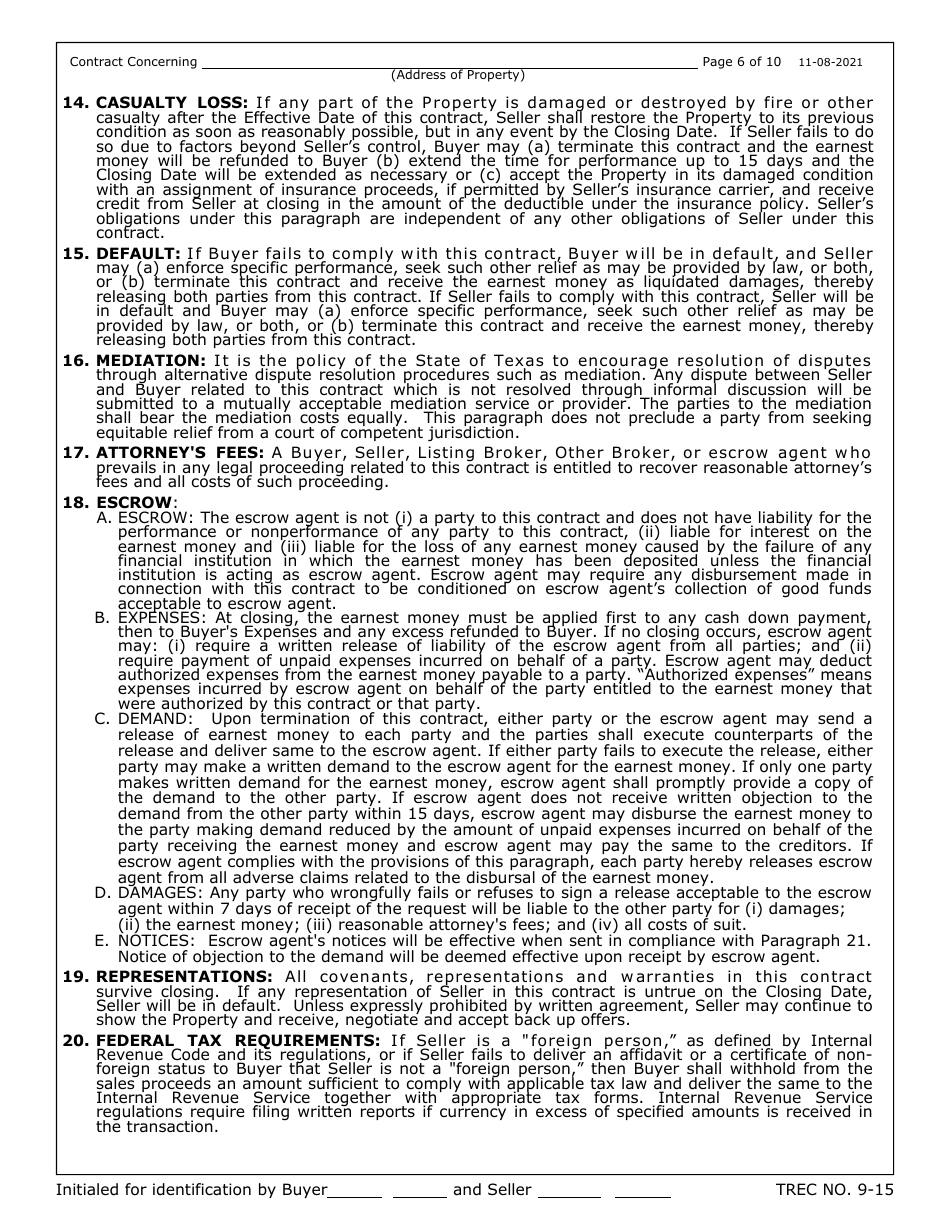 Trec form 9 15 fill out sign online and download fillable pdf texas