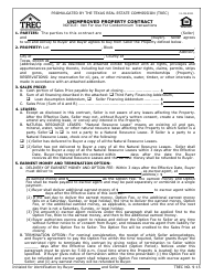 Document preview: TREC Form 9-15 Unimproved Property Contract - Texas