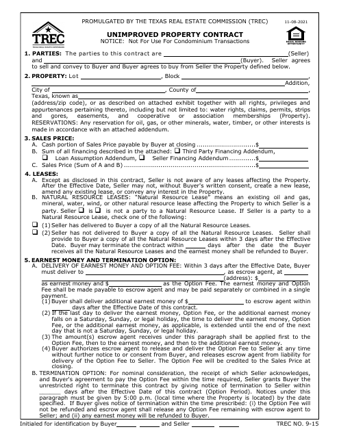 TREC Form 9-15  Printable Pdf