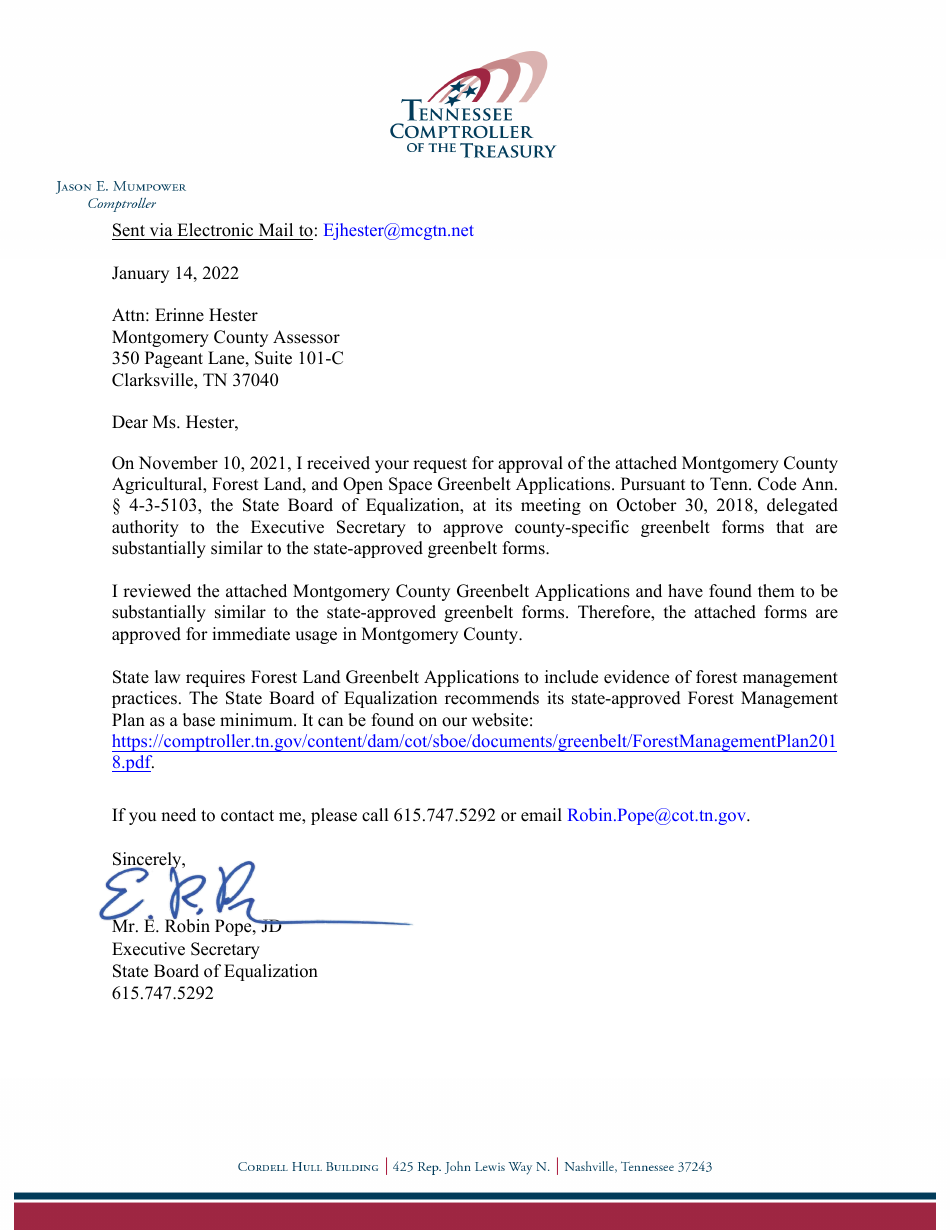 Tennessee Application for Greenbelt Assessment Fill Out, Sign Online