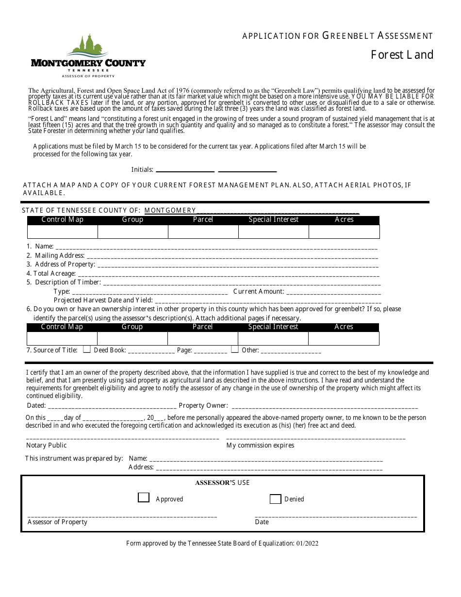 Application for Greenbelt Assessment - Tennessee, Page 3