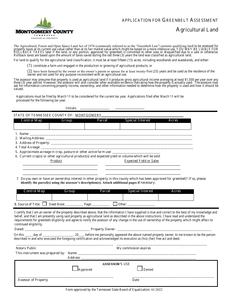 Application for Greenbelt Assessment - Tennessee, Page 4