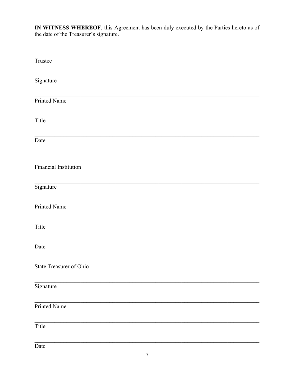 Trustee Agreement for Securities Pledged as Collateral to the State Treasurer of Ohio - Ohio, Page 7