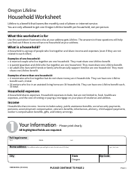 Document preview: Form FMFM951ENG Oregon Lifeline Household Worksheet - Oregon