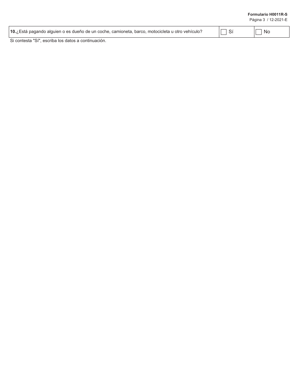 Formulario H0011R-S Proyecto De Solicitud Simplificada De Texas Para La Renovacion De Beneficios De Alimentos De Snap - Texas (Spanish), Page 3