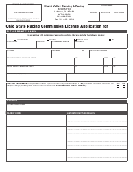 Form OSRC1000 Ohio State Racing Commission License Application - Miami Valley - Ohio