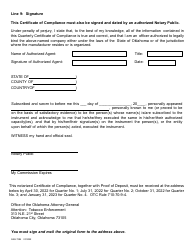 Non-participating Tobacco Manufacturer&#039;s Certificate of Compliance With Quarterly Escrow Payment Requirement on Sales - Oklahoma, Page 3