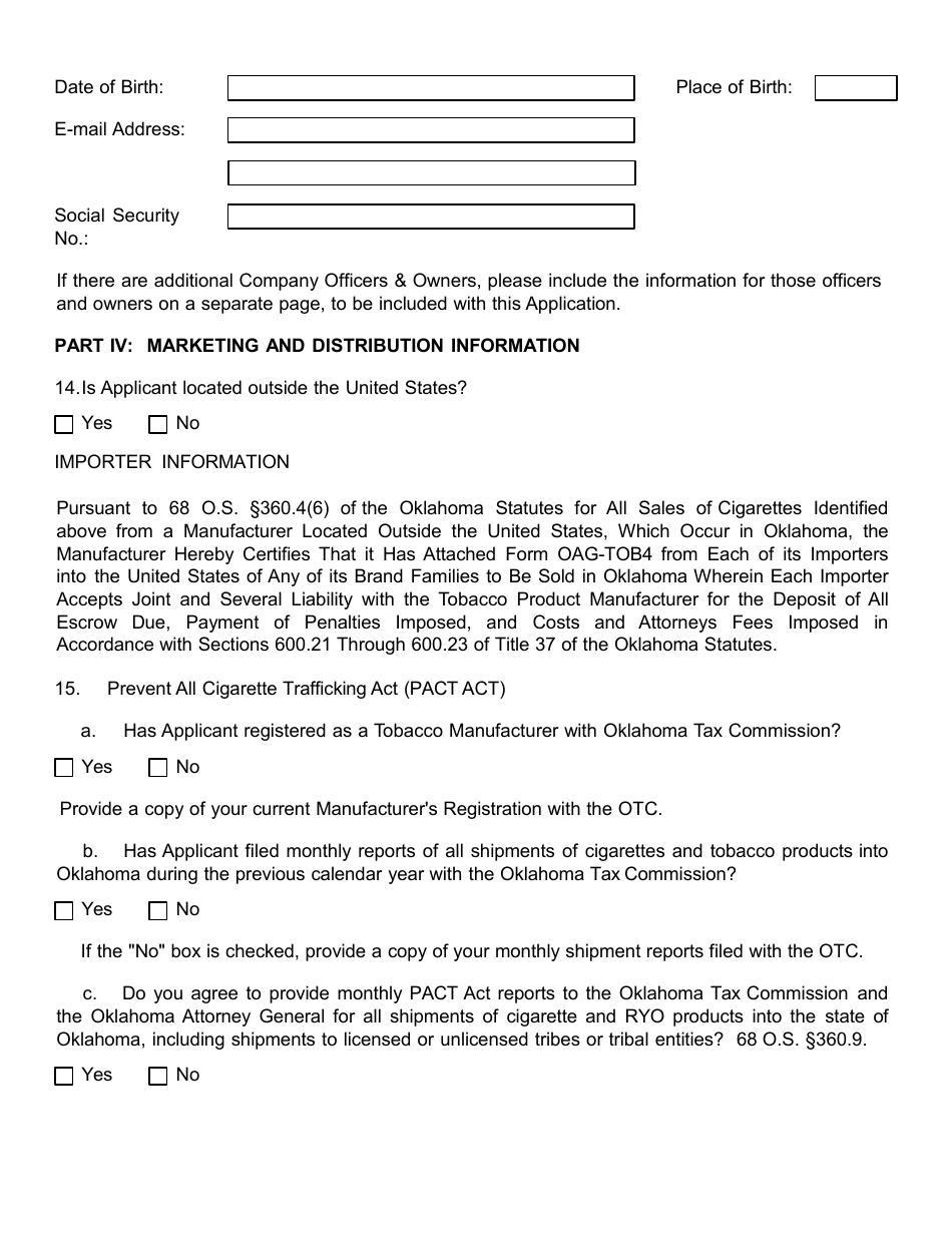 Tobacco Directory Application - Oklahoma, Page 8