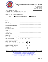 Document preview: Application for Incident Management Teams - Incident Information Officer - Oregon