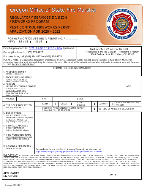 2022 Oregon Pest Control Fireworks Permit Application Fill Out Sign 2022 Oregon Pest Control Fireworks Permit Application Fill Out Sign