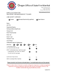 Document preview: Application for Incident Management Teams - Line Safety Officer - Oregon