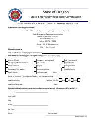 Document preview: Local Emergency Planning Committee Member Application - Oregon