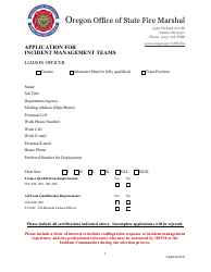 Document preview: Application for Incident Management Teams - Liaison Officer - Oregon