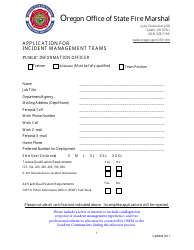 Document preview: Application for Incident Management Teams - Public Information Officer - Oregon