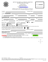 Document preview: Notice of Installation of Liquefied Petroleum Gas Tank - Oregon