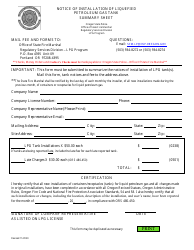 Document preview: Notice of Installation of Liquefied Petroleum Gas Tank Summary Sheet - Oregon